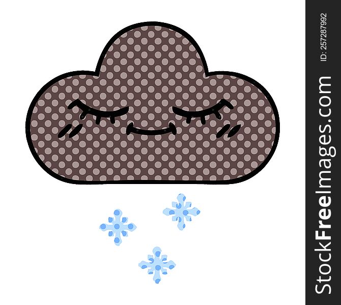Comic Book Style Cartoon Storm Snow Cloud
