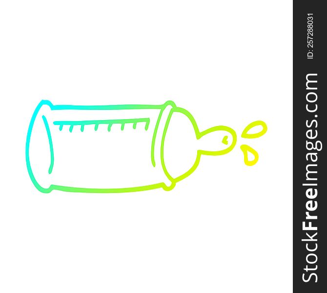 cold gradient line drawing of a cartoon baby bottle