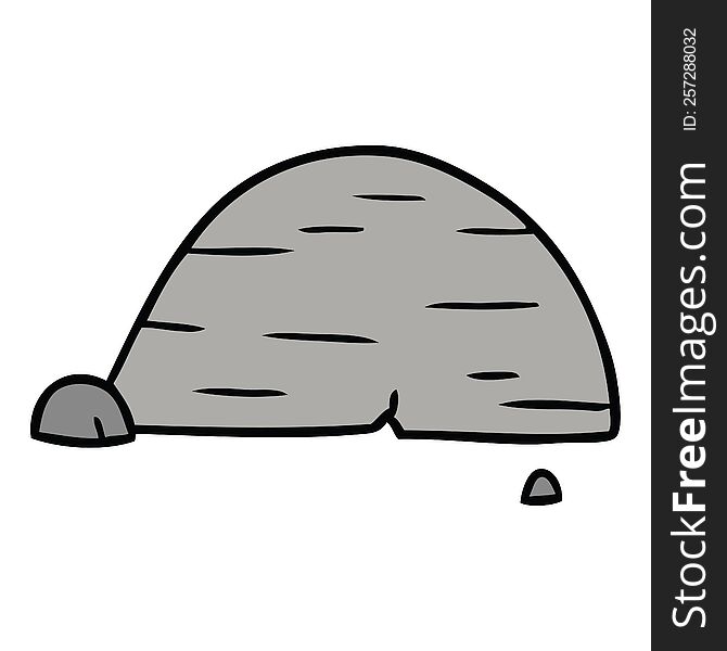Cartoon Doodle Of Grey Stone Boulder