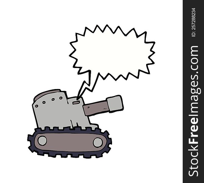cartoon army tank with speech bubble