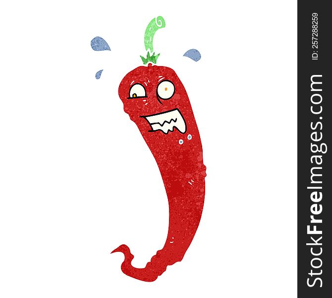 Hot Chili Pepper Retro Cartoon