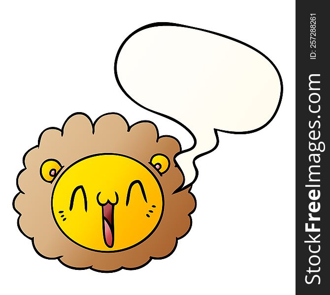 Cartoon Lion Face And Speech Bubble In Smooth Gradient Style