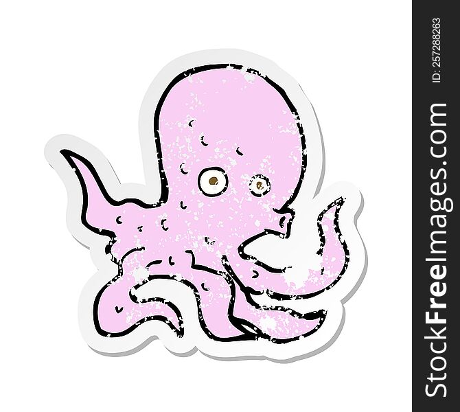 retro distressed sticker of a cartoon octopus