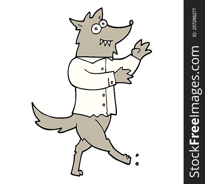Hand Drawn Doodle Style Cartoon Werewolf