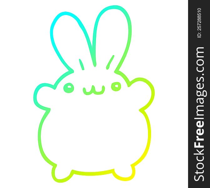Cold Gradient Line Drawing Cartoon Rabbit