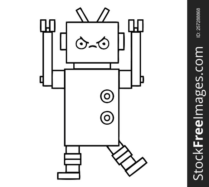 Line Drawing Cartoon Robot