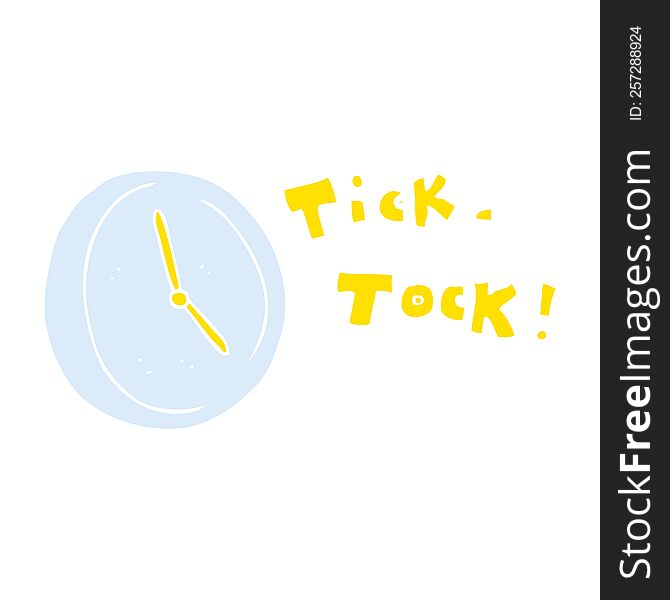 Flat Color Illustration Of A Cartoon Ticking Clock