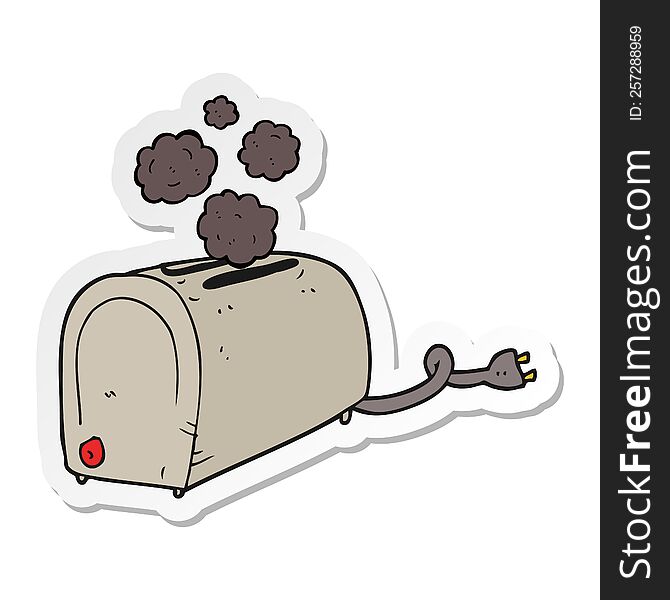Sticker Of A Cartoon Toaster Smoking