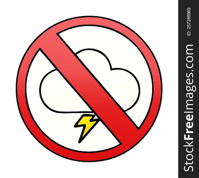 gradient shaded cartoon of a no storms allowed sign