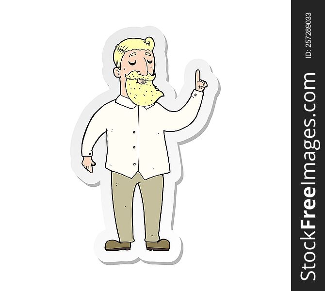Sticker Of A Cartoon Bearded Man With Idea