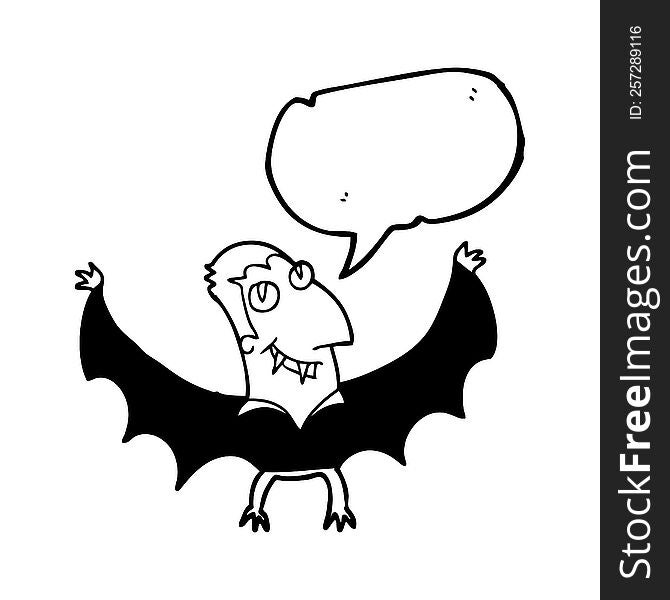 freehand drawn speech bubble cartoon vampire