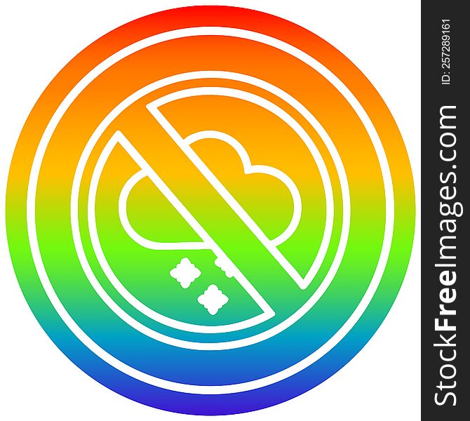 no cold weather circular icon with rainbow gradient finish. no cold weather circular icon with rainbow gradient finish