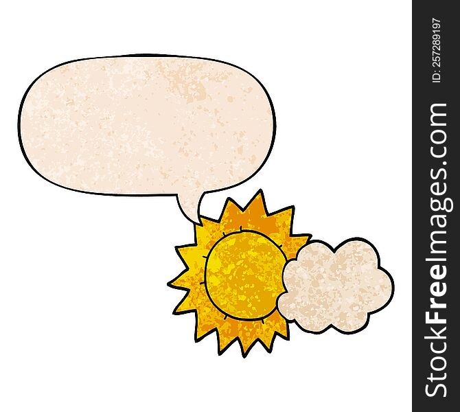 Cartoon Weather And Speech Bubble In Retro Texture Style