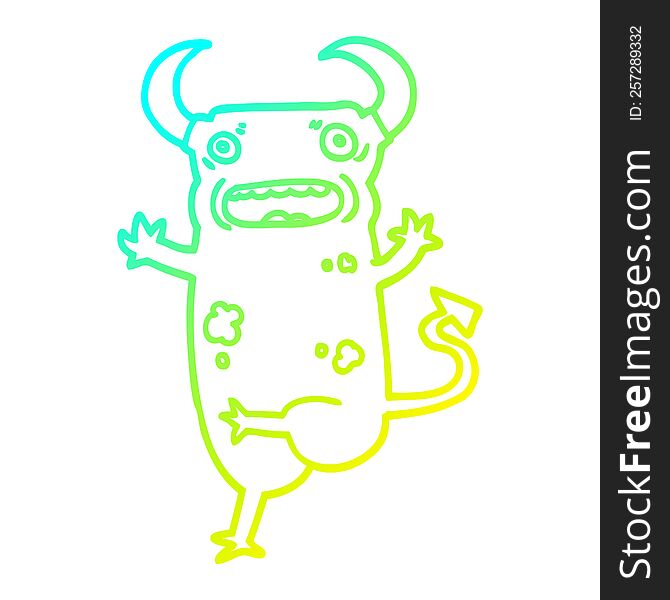 Cold Gradient Line Drawing Cartoon Demon