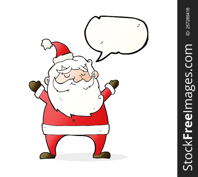 Jolly Santa Cartoon With Speech Bubble