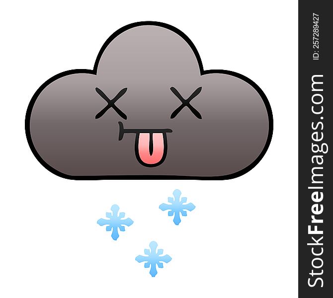 gradient shaded cartoon of a storm snow  cloud