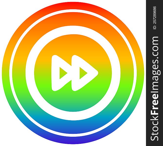 fast forward circular icon with rainbow gradient finish. fast forward circular icon with rainbow gradient finish