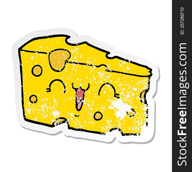 Distressed Sticker Of A Cartoon Cheese