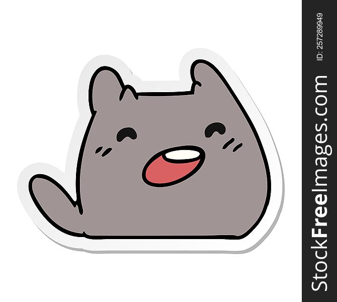 sticker cartoon illustration of a kawaii cat. sticker cartoon illustration of a kawaii cat
