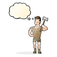 Free Cartoon Lumberjack With Thought Bubble Royalty Free Stock Images - 257290939