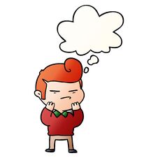 Cartoon Cool Guy With Fashion Hair Cut And Thought Bubble In Smooth Gradient Style Royalty Free Stock Images Cartoon Cool Guy With Fashion Hair Cut And Thought Bubble In Smooth Gradient Style Royalty Free Stock Images