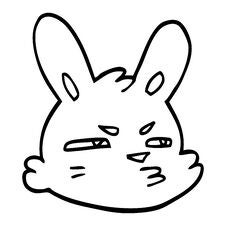 Line Drawing Cartoon Moody Rabbit Stock Image
