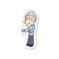 Sticker Of A Cartoon Lonely Old Man Stock Image