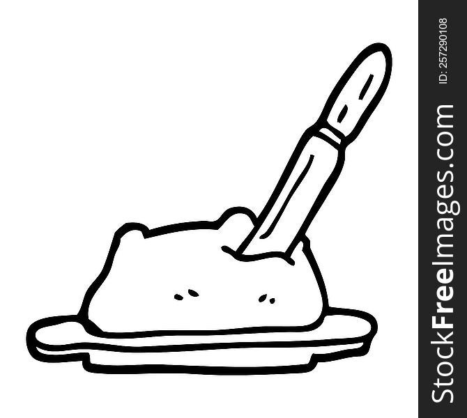 Line Drawing Cartoon Butter And Knife
