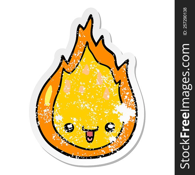 Distressed Sticker Of A Cartoon Flame