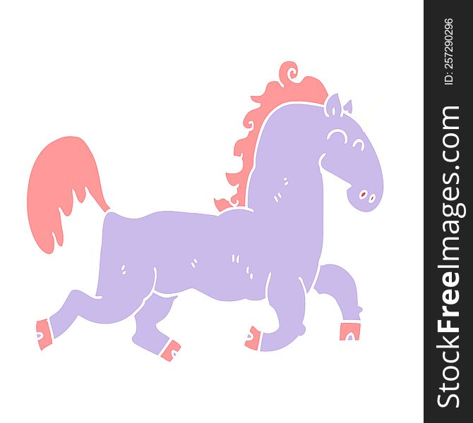 Flat Color Style Cartoon Unicorn