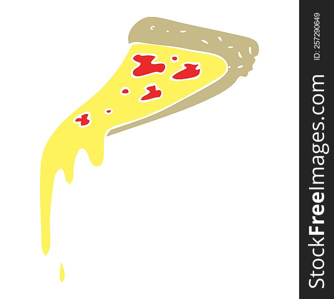 Flat Color Illustration Of A Cartoon Pizza Slice