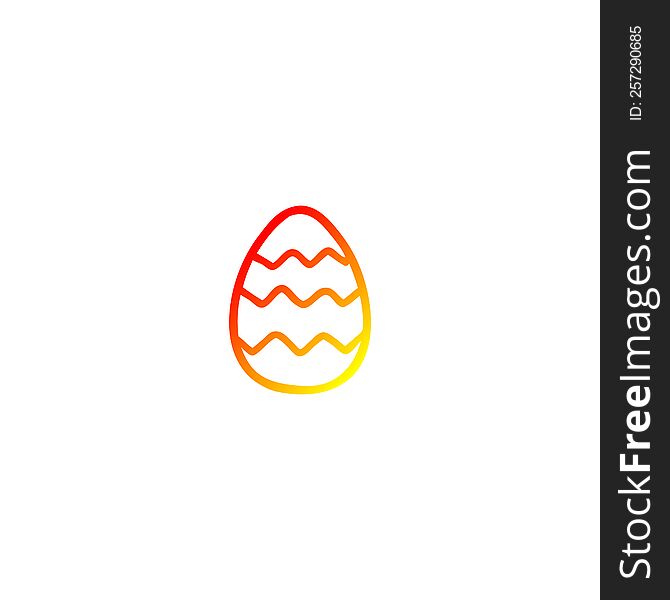 warm gradient line drawing of a cartoon painted easter egg