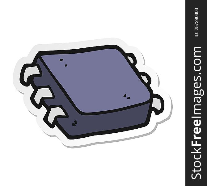 Sticker Of A Cartoon Computer Chip