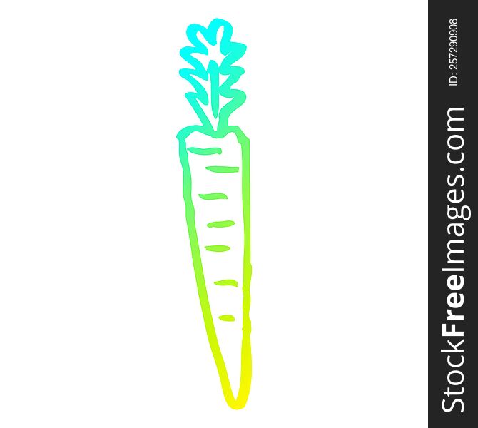 cold gradient line drawing of a cartoon doodled carrot