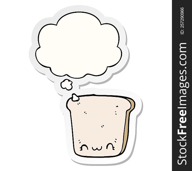 Cartoon Slice Of Bread And Thought Bubble As A Printed Sticker
