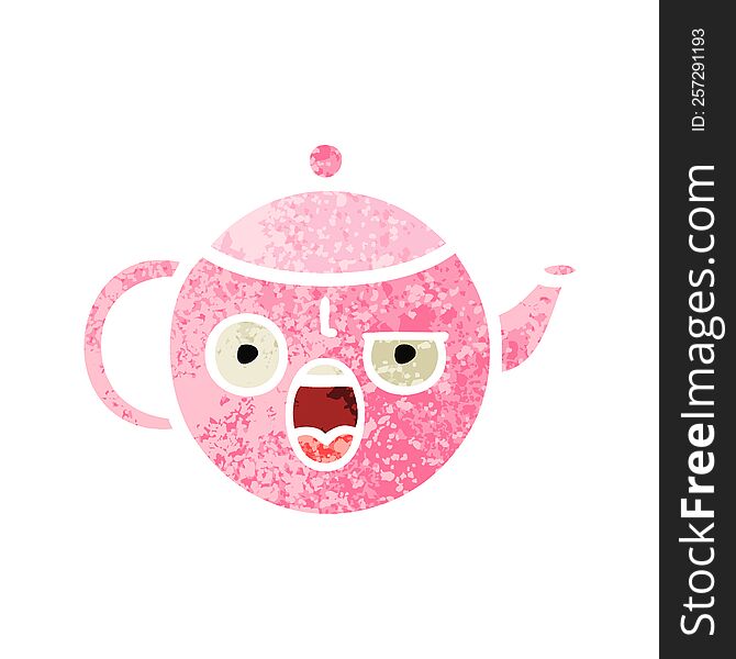 retro illustration style cartoon of a teapot