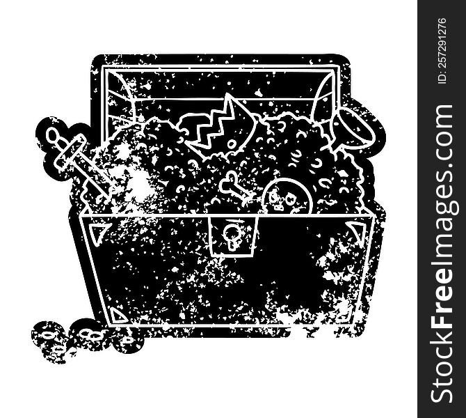Grunge Icon Drawing Of A Treasure Chest