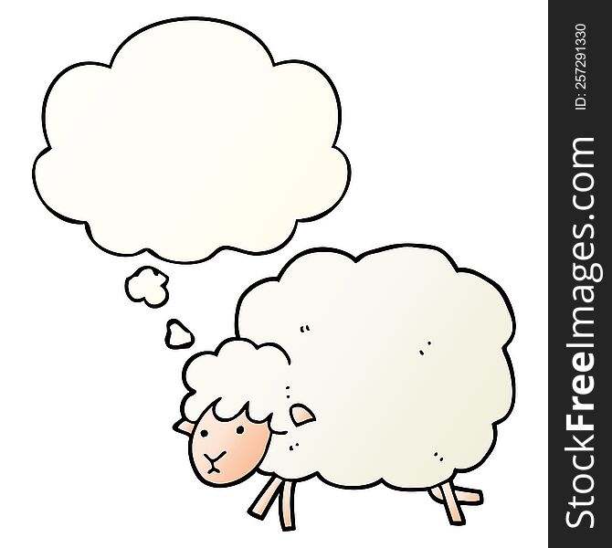Cartoon Sheep And Thought Bubble In Smooth Gradient Style