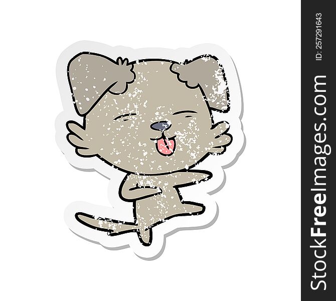 Distressed Sticker Of A Cartoon Dog Dancing