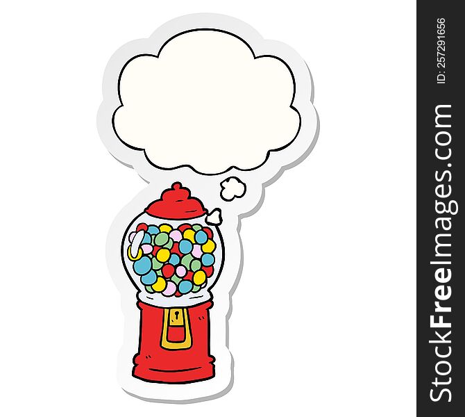 cartoon gumball machine with thought bubble as a printed sticker