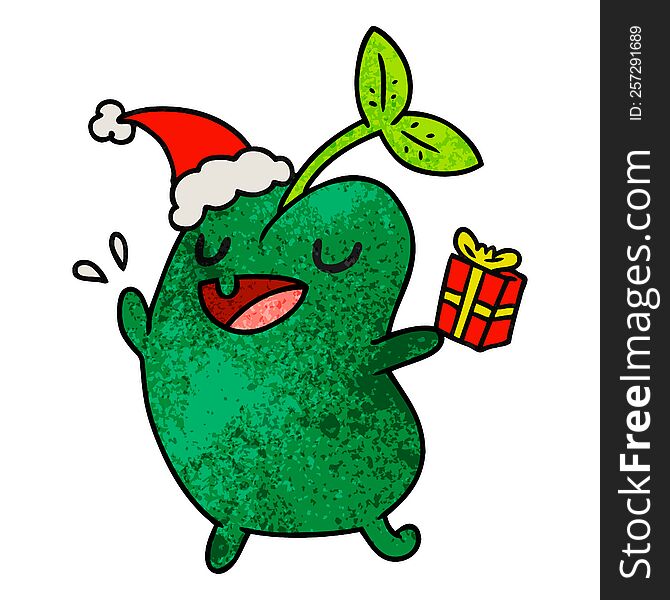 Christmas Textured Cartoon Of Kawaii Seed