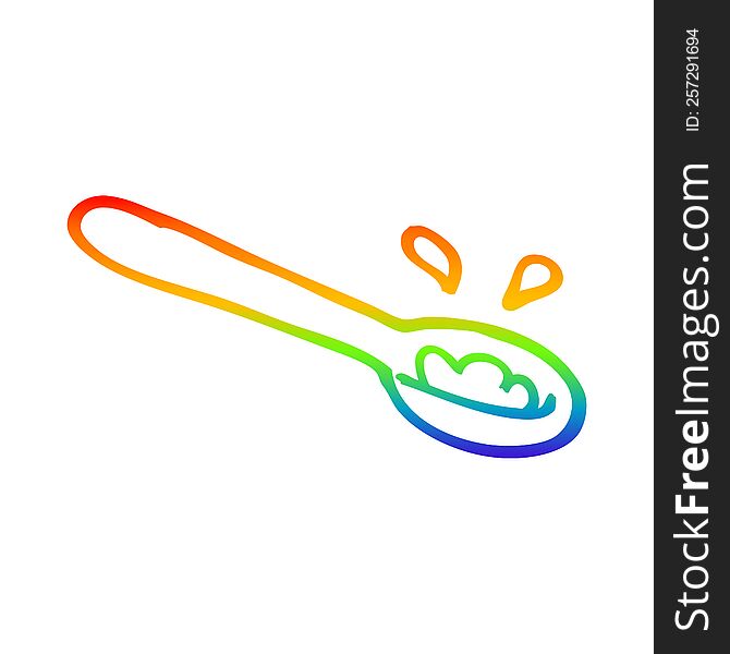 rainbow gradient line drawing of a cartoon ladle of food