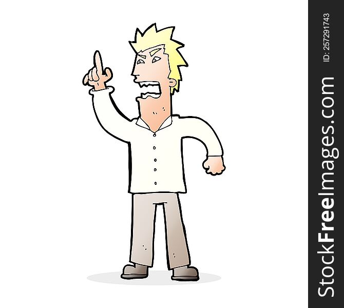 Cartoon Angry Man Making Point