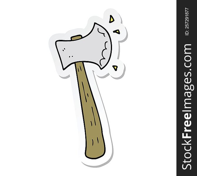 Sticker Of A Cartoon Axe