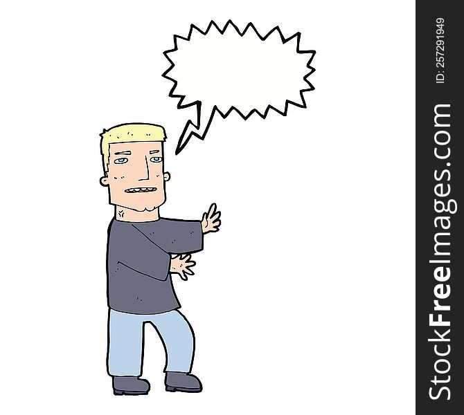 Cartoon Man Gesturing With Speech Bubble