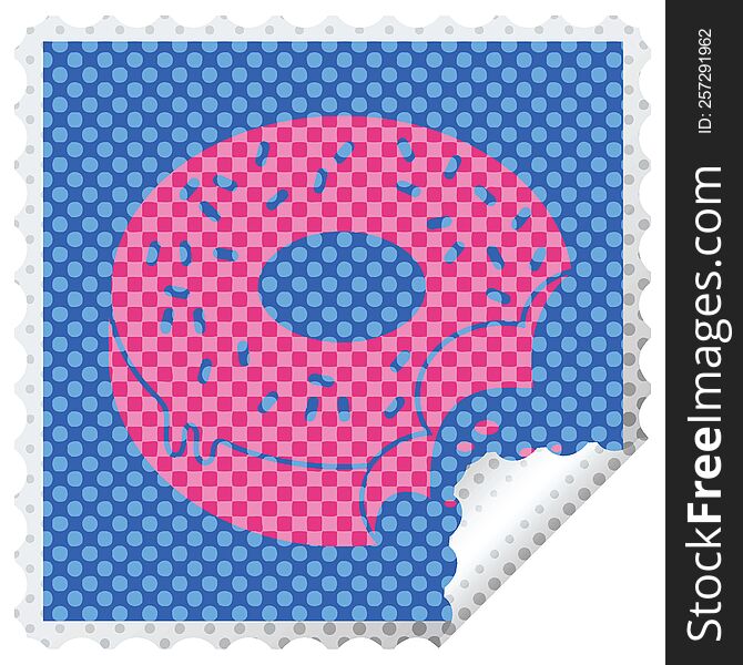 bitten frosted donut square peeling sticker