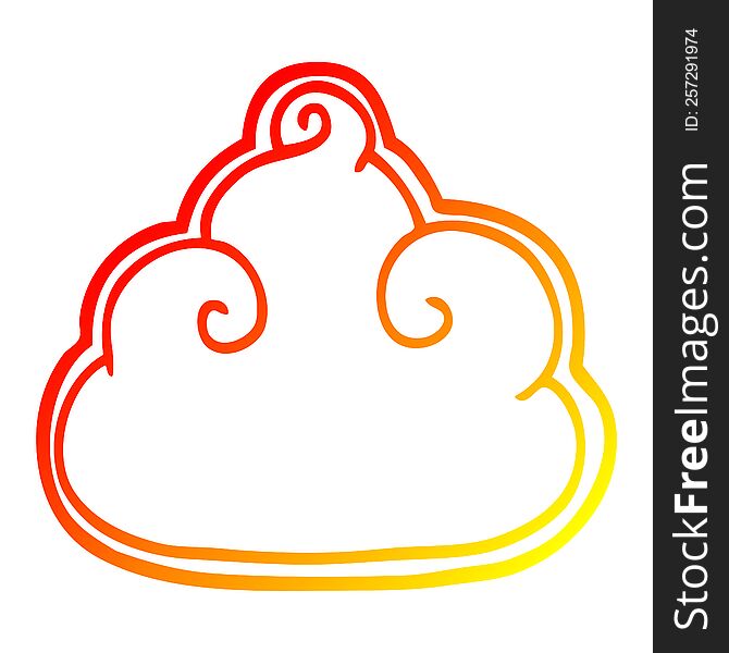 Warm Gradient Line Drawing Cartoon Cloud Symbol