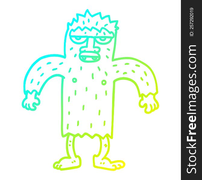 cold gradient line drawing of a cartoon yeti monster