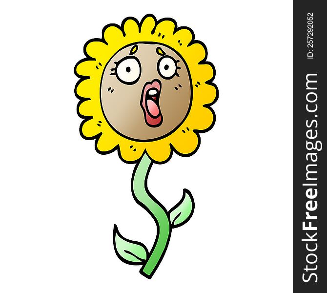 vector gradient illustration cartoon shocked sunflower