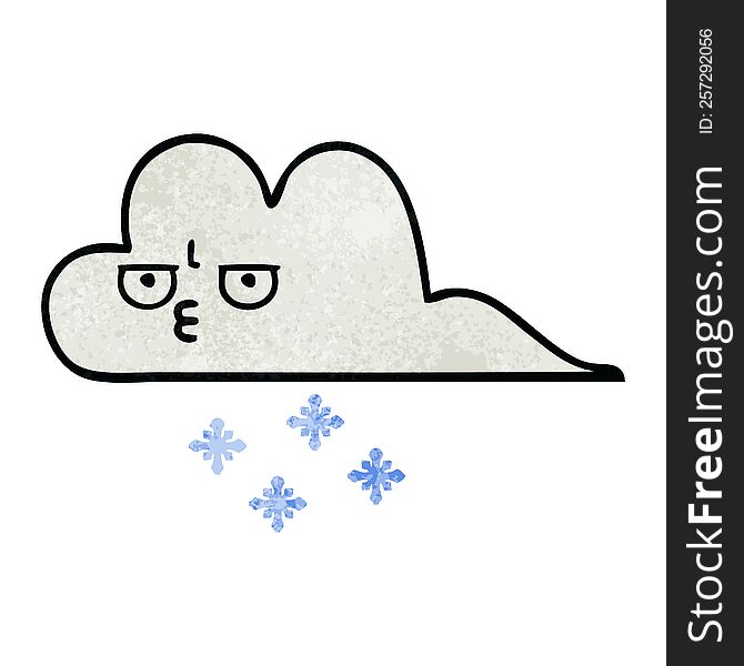 Retro Grunge Texture Cartoon Snow Cloud